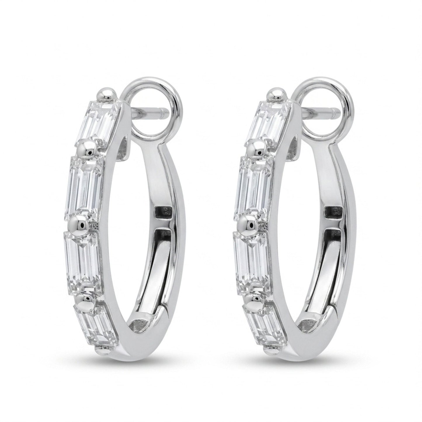 14K 0.52cttw Baguette VS White Diamond Hoop Earrings