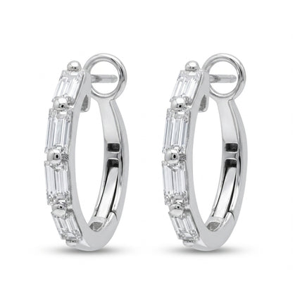 14K 0.52cttw Baguette VS White Diamond Hoop Earrings