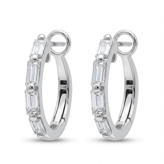 14K 0.52cttw Baguette VS White Diamond Hoop Earrings