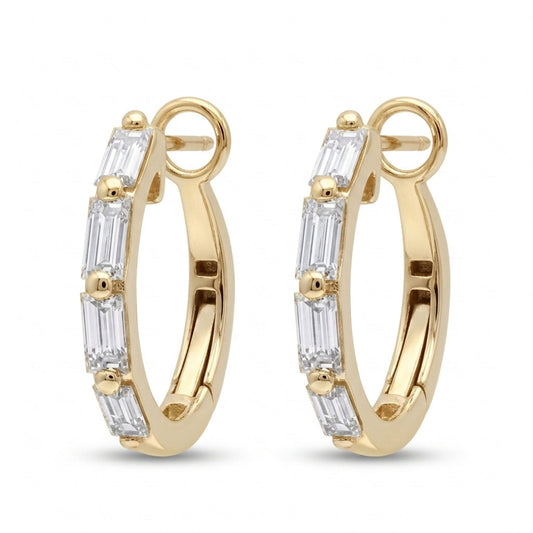14K 0.52cttw Baguette VS White Diamond Hoop Earrings