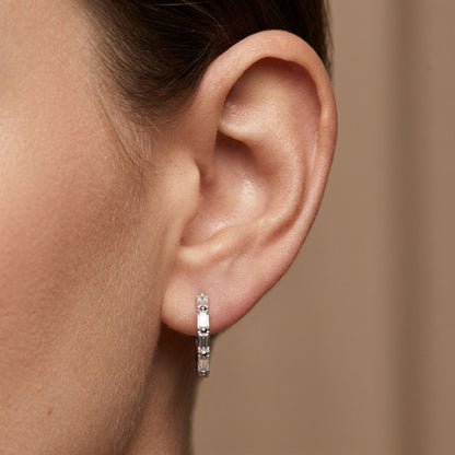 14K 0.52cttw Baguette VS White Diamond Hoop Earrings