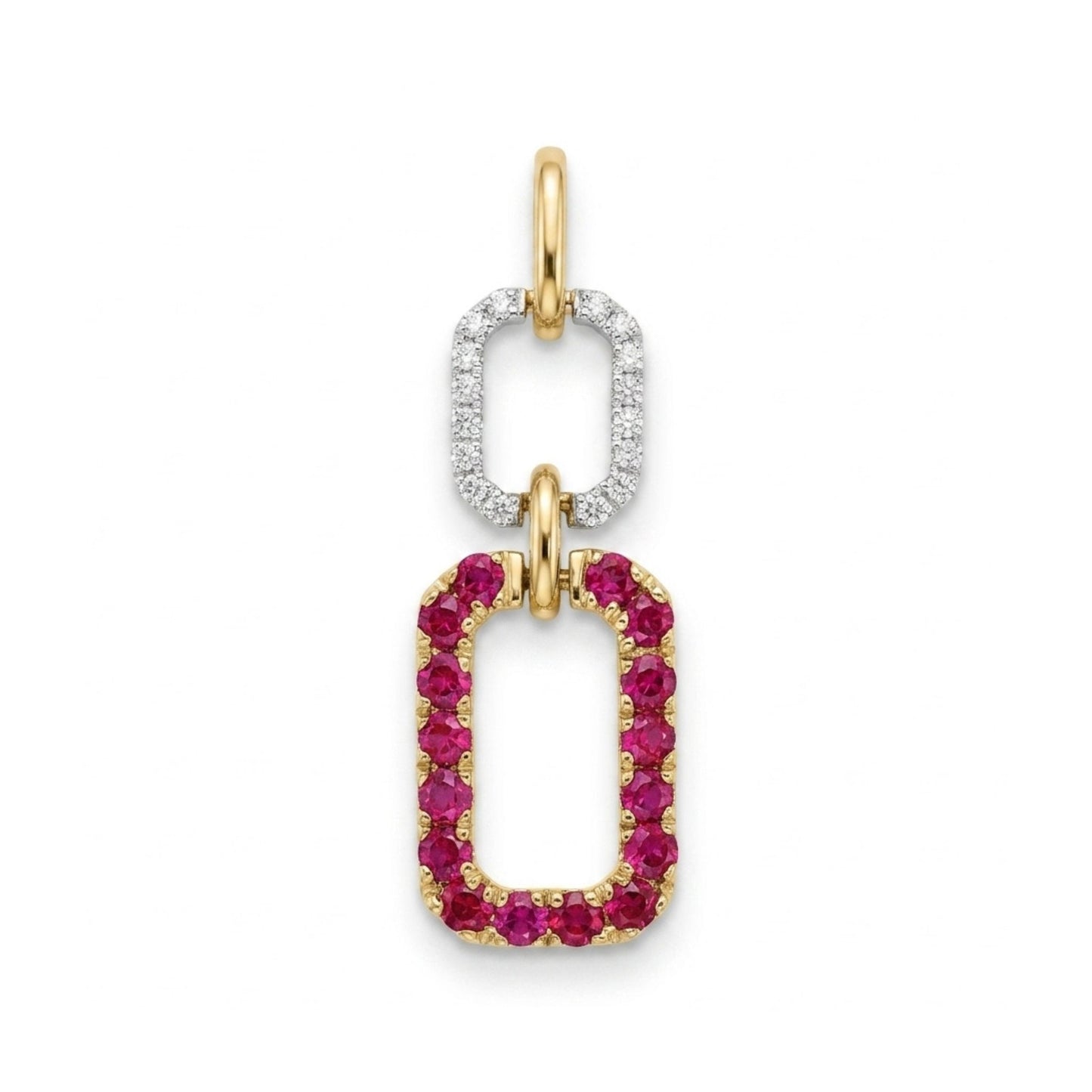 14K 0.43cttw Round Burma Ruby 0.06cttw VS White Diamond Pendant