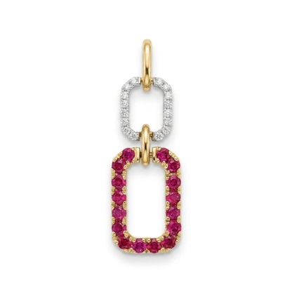 14K 0.43cttw Round Burma Ruby 0.06cttw VS White Diamond Pendant