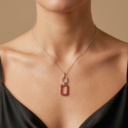 14K 0.43cttw Round Burma Ruby 0.06cttw VS White Diamond Pendant