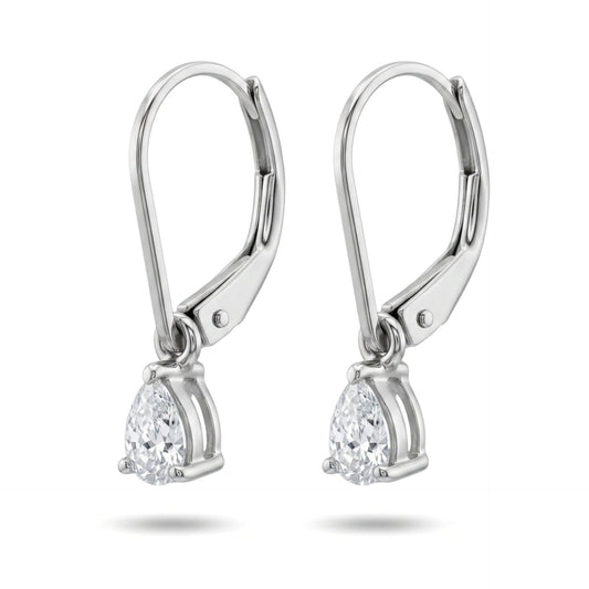 14K gold 0.38cttw pear shape VS white diamond drop earrings