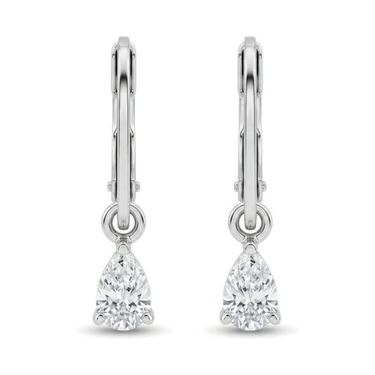 14K gold 0.38cttw pear shape VS white diamond drop earrings