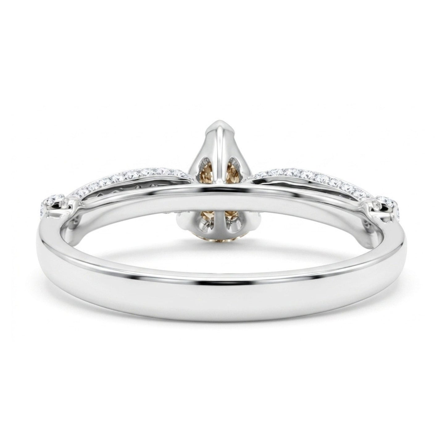 18K 1.08ct Pear Shape VS Fawn Diamond 0.55cttw White Diamonds Ring
