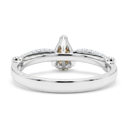 18K 1.08ct Pear Shape VS Fawn Diamond 0.55cttw White Diamonds Ring