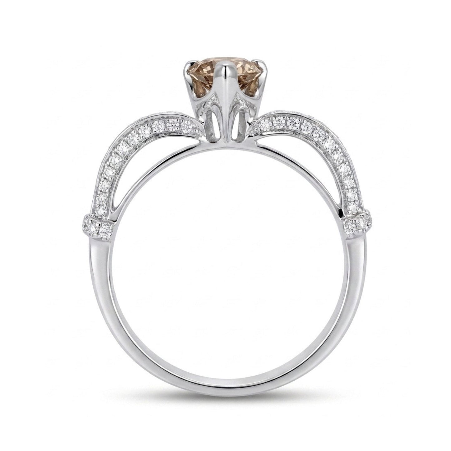 18K 1.08ct Pear Shape VS Fawn Diamond 0.55cttw White Diamonds Ring