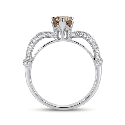 18K 1.08ct Pear Shape VS Fawn Diamond 0.55cttw White Diamonds Ring
