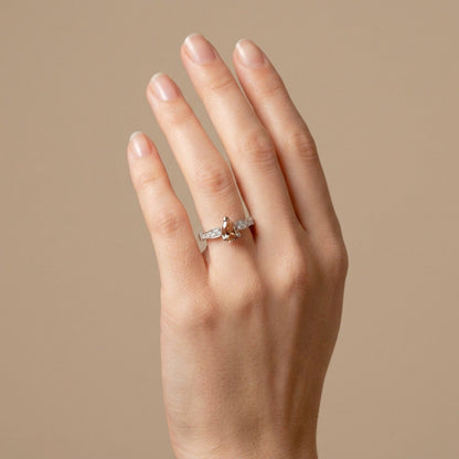 18K 1.08ct Pear Shape VS Fawn Diamond 0.55cttw White Diamonds Ring