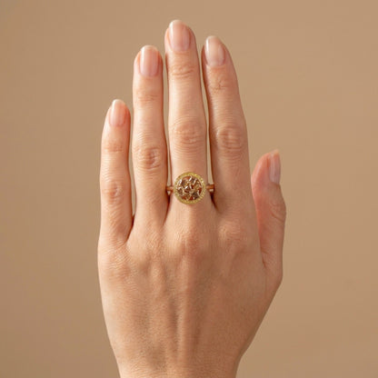 14K 1.01cttw Orange Cognac Diamond 0.15cttw Yellow Diamonds Ring