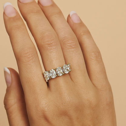 14K 2.00cttw Oval VS White Diamond 5 Stone Band Ring