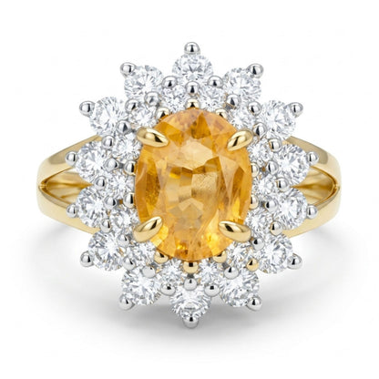 14K 0.88ct Oval Orange Hackmanite 1.02cttw VS White Diamonds Ring