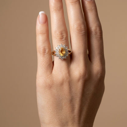14K 0.88ct Oval Orange Hackmanite 1.02cttw VS White Diamonds Ring