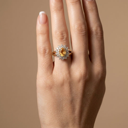 14K 0.88ct Oval Orange Hackmanite 1.02cttw VS White Diamonds Ring