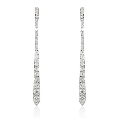14K 1.00cttw Round VS White Diamond Stiletto Drop Earrings