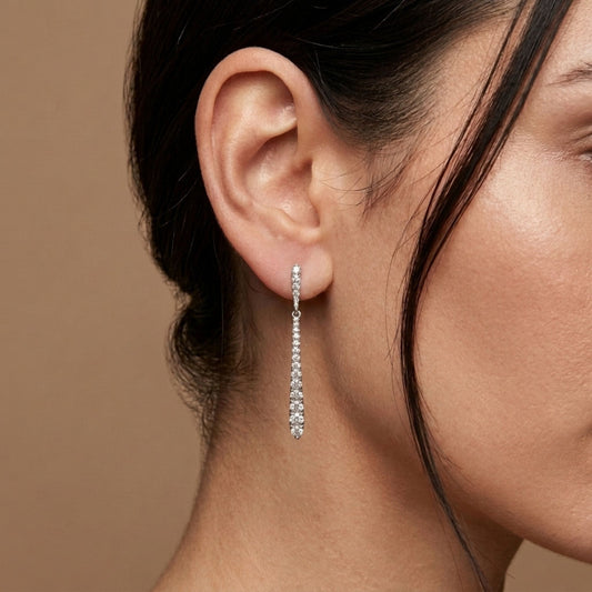 14K 1.00cttw Round VS White Diamond Stiletto Drop Earrings