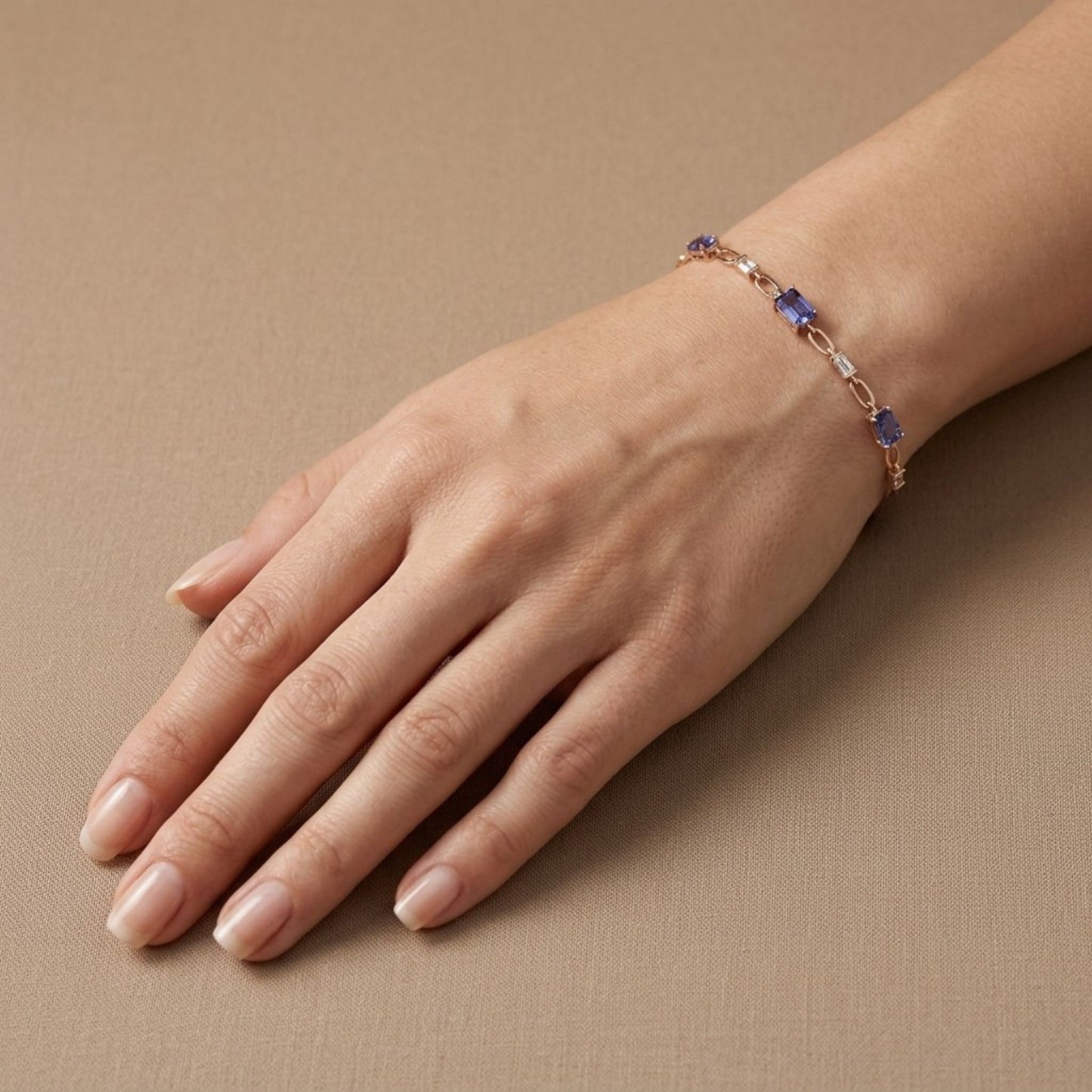 14K 1.19cttw Emerald Cut Tanzanite 0.29cttw Baguette White Diamond Bracelet