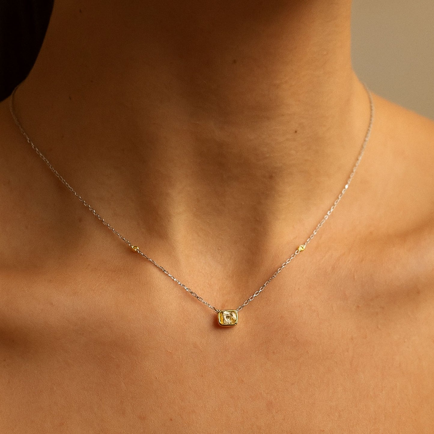 14K 0.53cttw Cushion VS Yellow Diamond 0.03cttw Yellow Diamonds Solitaire Necklace