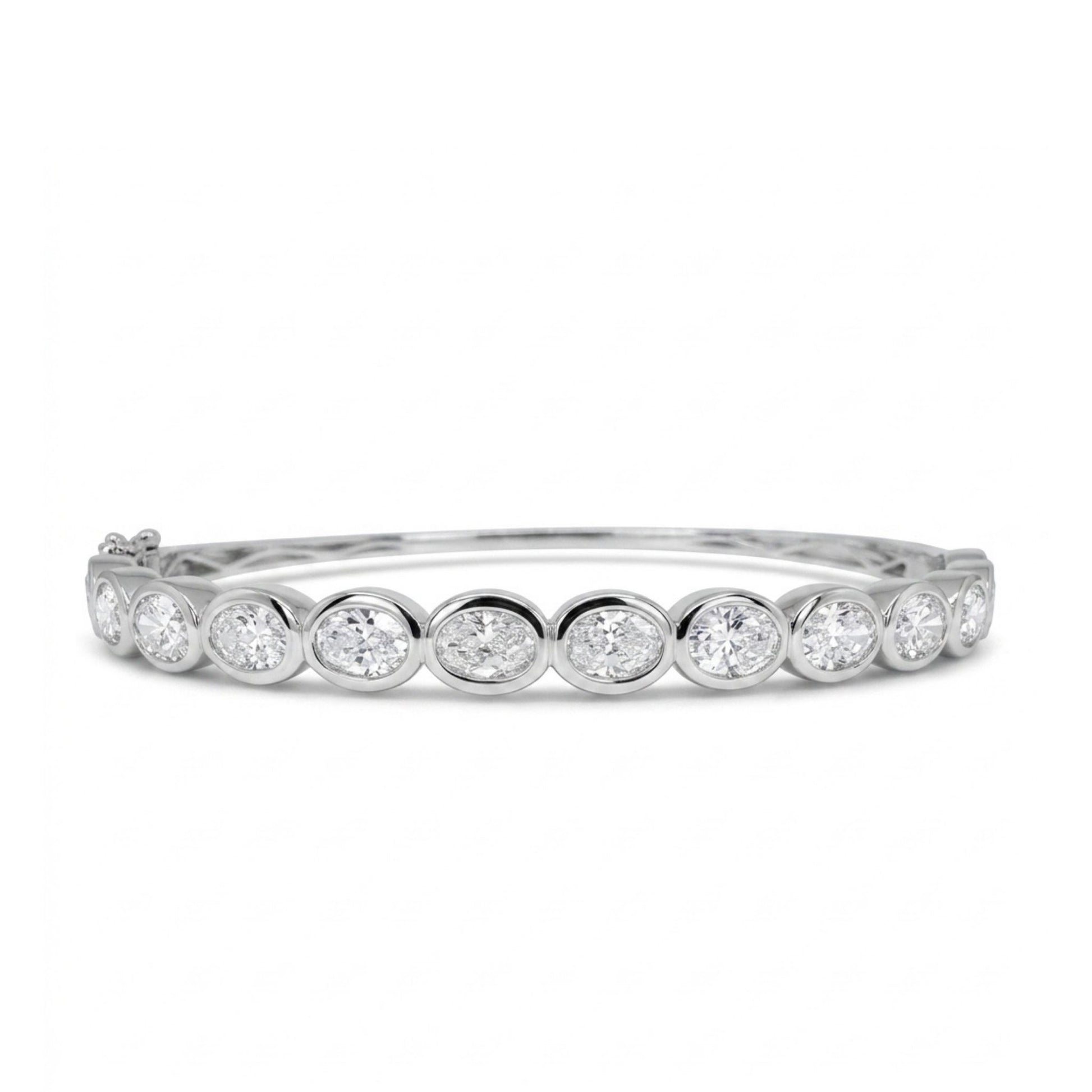 14K gold 4.53cttw oval VS white diamond bangle bracelet