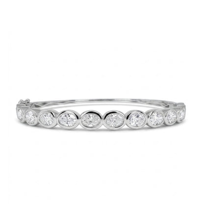 14K gold 4.53cttw oval VS white diamond bangle bracelet