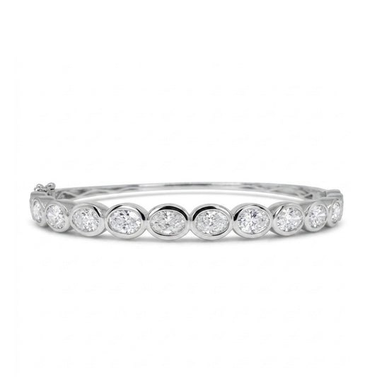 14K 4.53cttw Oval VS White Diamond Bangle