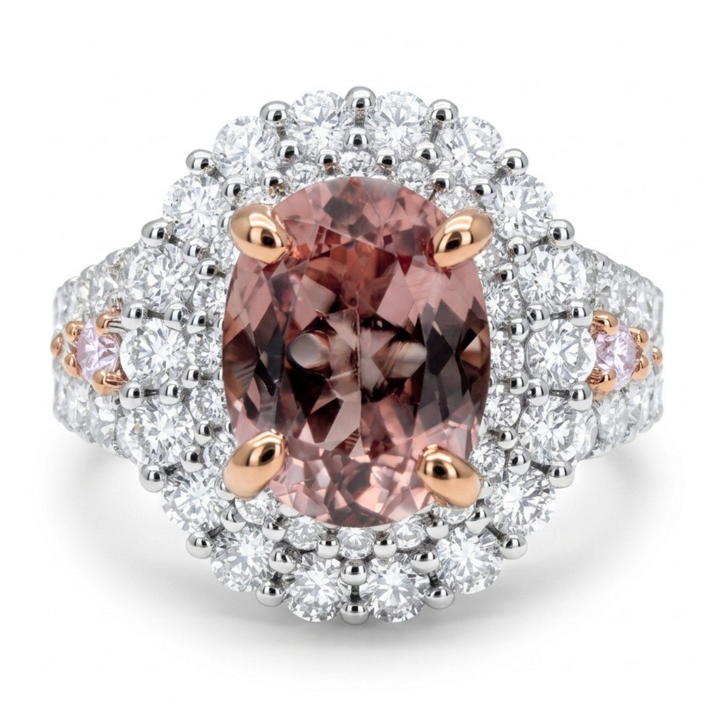 14K 1.45ct Oval Pink Diaspore 1.26cttw Pink & White Diamonds Ring