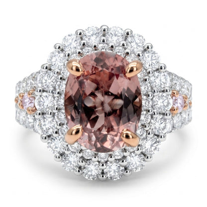 14K 1.45ct Oval Pink Diaspore 1.26cttw Pink & White Diamonds Ring