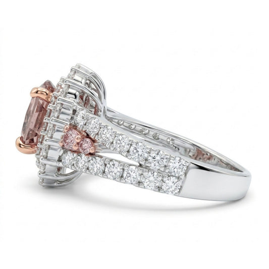 14K 1.45ct Oval Pink Diaspore 1.26cttw Pink & White Diamonds Ring