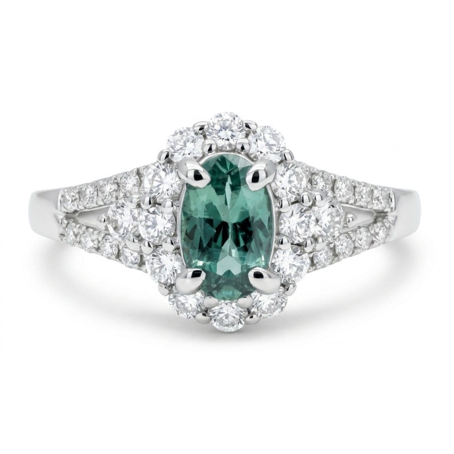 14K 0.40ct Oval Alexandrite 0.50cttw VS White Diamonds Ring