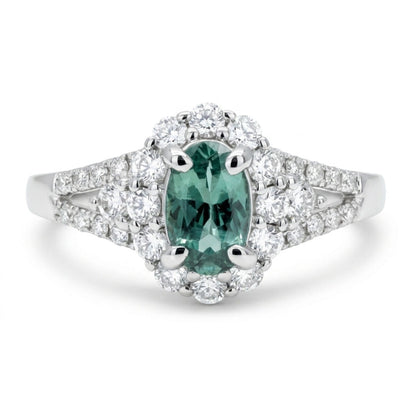 14K 0.40ct Oval Alexandrite 0.50cttw VS White Diamonds Ring