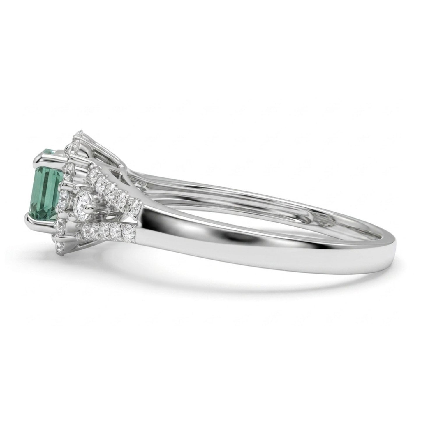 14K 0.40ct Oval Alexandrite 0.50cttw VS White Diamonds Ring