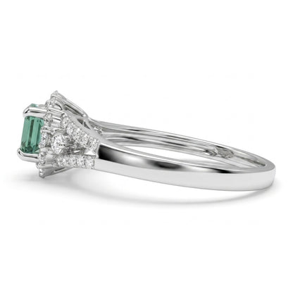 14K 0.40ct Oval Alexandrite 0.50cttw VS White Diamonds Ring