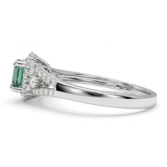 14K 0.40ct Oval Alexandrite 0.50cttw VS White Diamonds Ring