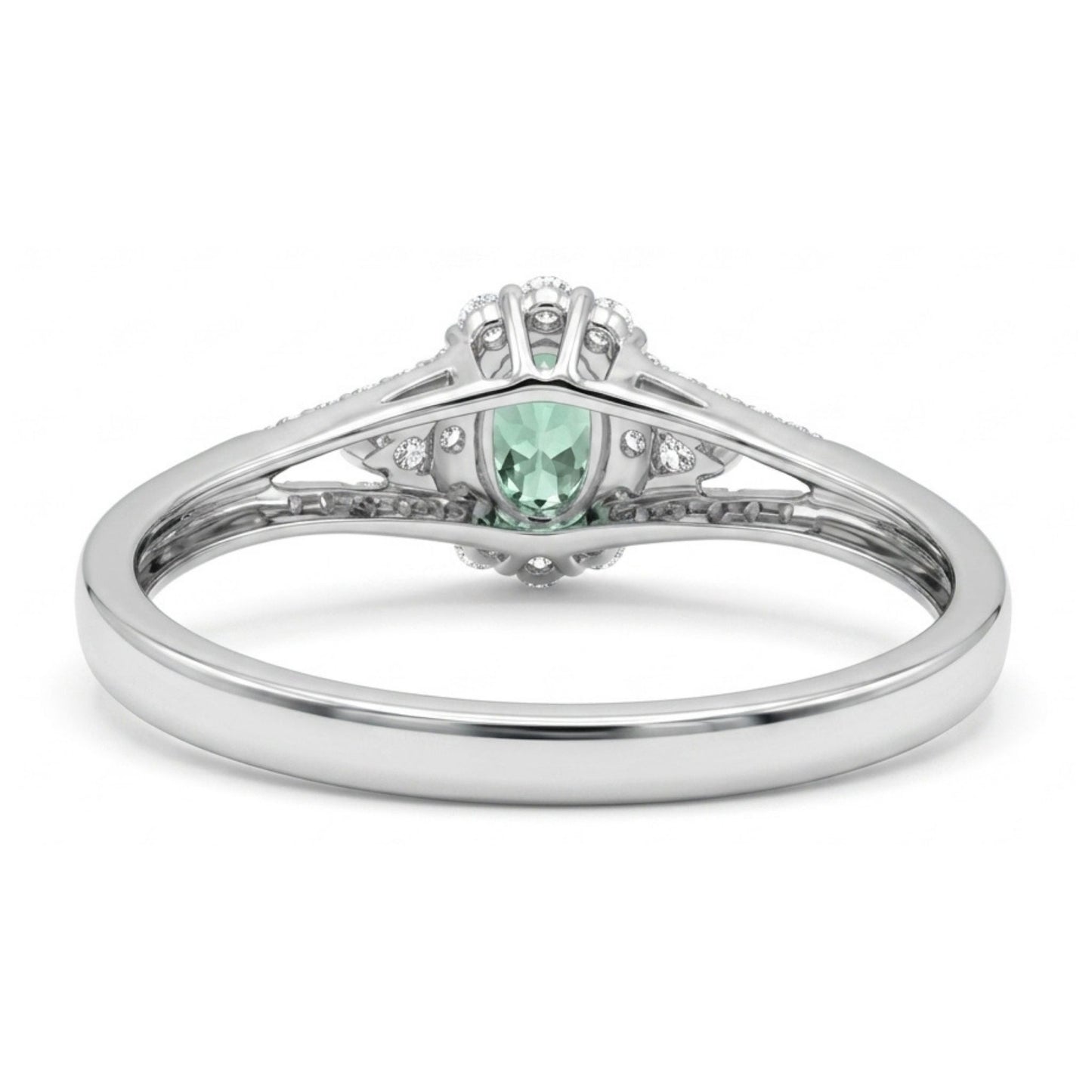 14K 0.40ct Oval Alexandrite 0.50cttw VS White Diamonds Ring