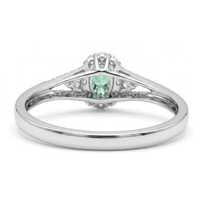 14K 0.40ct Oval Alexandrite 0.50cttw VS White Diamonds Ring