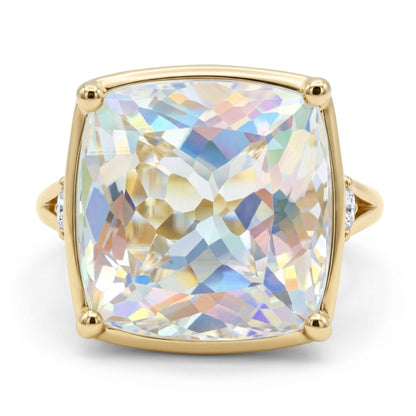 14K 6.28ct Cushion Moonstone 0.12cttw White Diamonds Ring