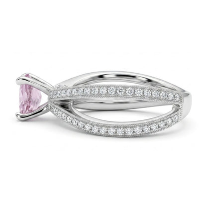 14K 0.84ct Oval Pink Imperial Topaz 0.41cttw White Diamonds Ring