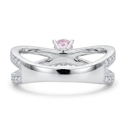 14K 0.84ct Oval Pink Imperial Topaz 0.41cttw White Diamonds Ring