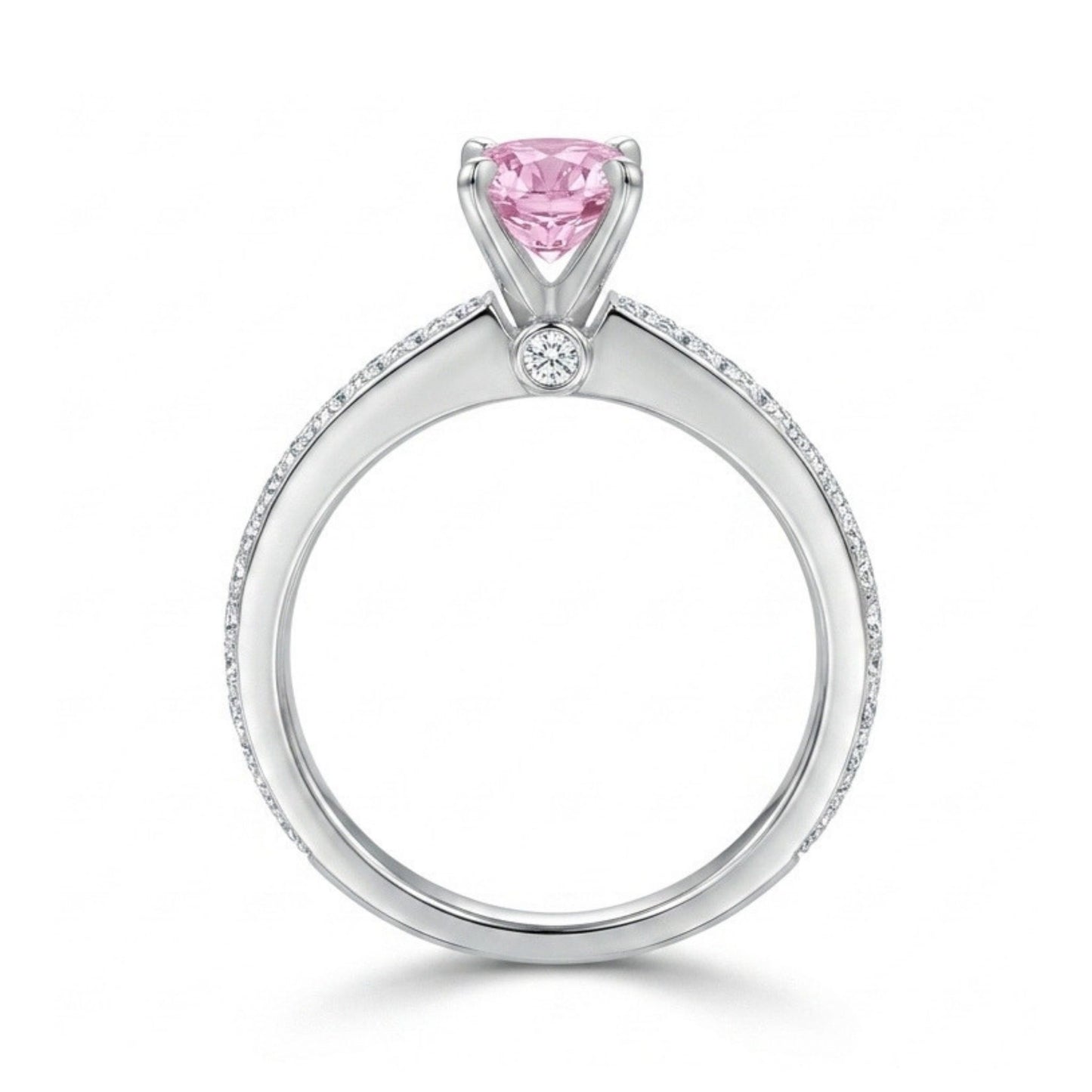 14K 0.84ct Oval Pink Imperial Topaz 0.41cttw White Diamonds Ring