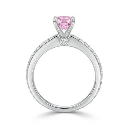 14K 0.84ct Oval Pink Imperial Topaz 0.41cttw White Diamonds Ring