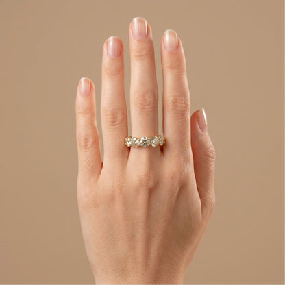 14K 3.50cttw Round VS White Diamond 5 Stone Band Ring