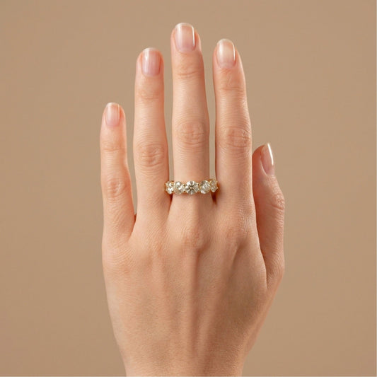 14K 3.50cttw Round VS White Diamond 5 Stone Band Ring