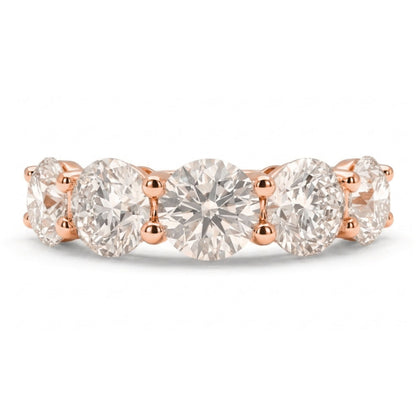 14K 3.50cttw Round VS White Diamond 5 Stone Band Ring