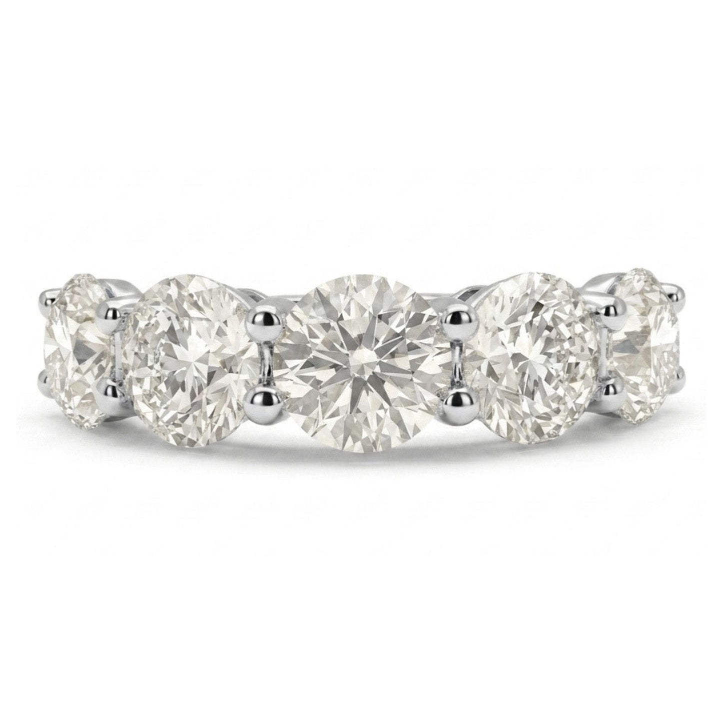 14K 3.50cttw Round VS White Diamond 5 Stone Band Ring