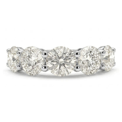 14K 3.50cttw Round VS White Diamond 5 Stone Band Ring