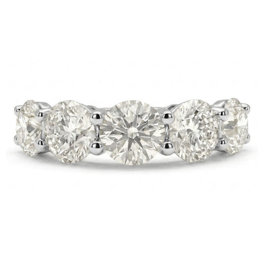 14K 3.50cttw Round VS White Diamond 5 Stone Band Ring