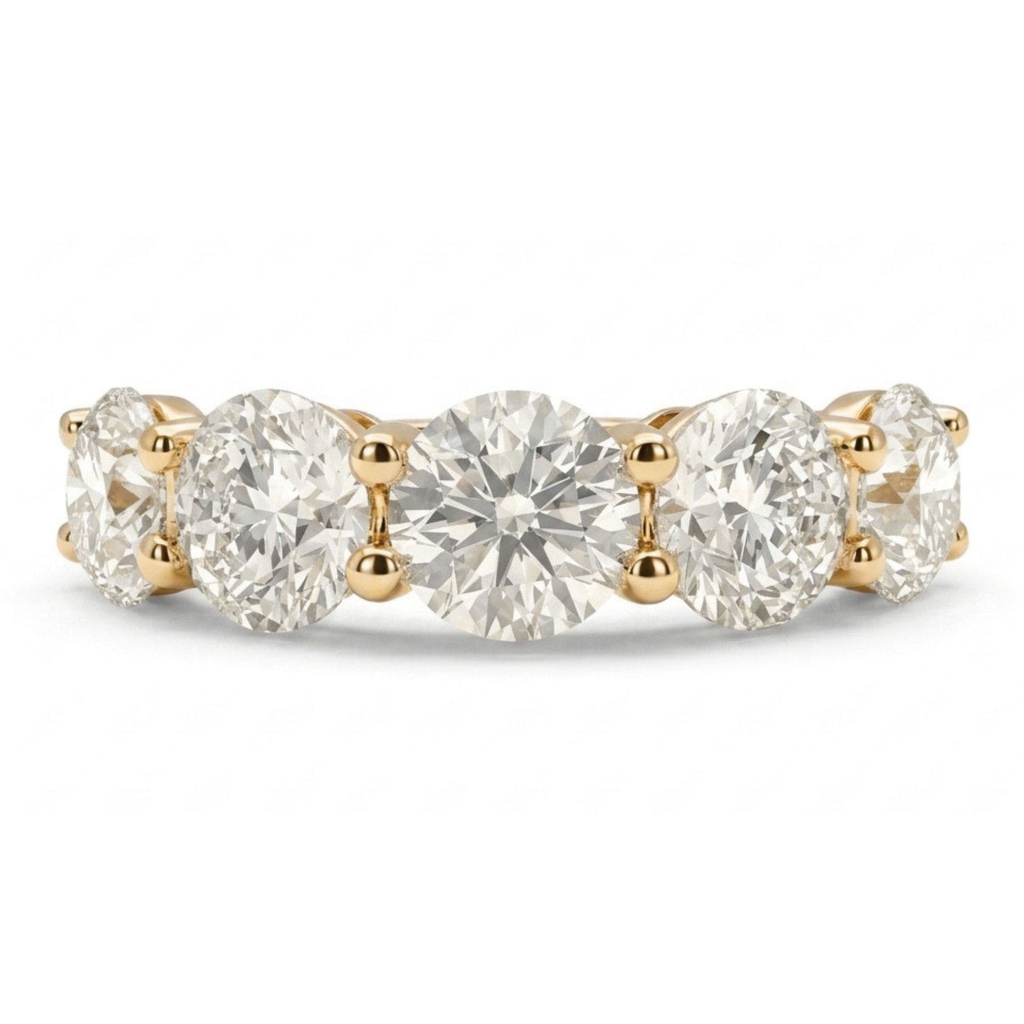 14K 3.50cttw Round VS White Diamond 5 Stone Band Ring