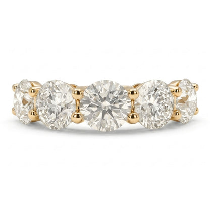 14K 3.50cttw Round VS White Diamond 5 Stone Band Ring